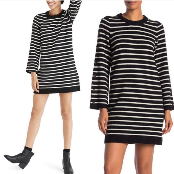 Madewell Dresses & Skirts - MADEWELL | Black & White Stripe Sweater Dress NWT